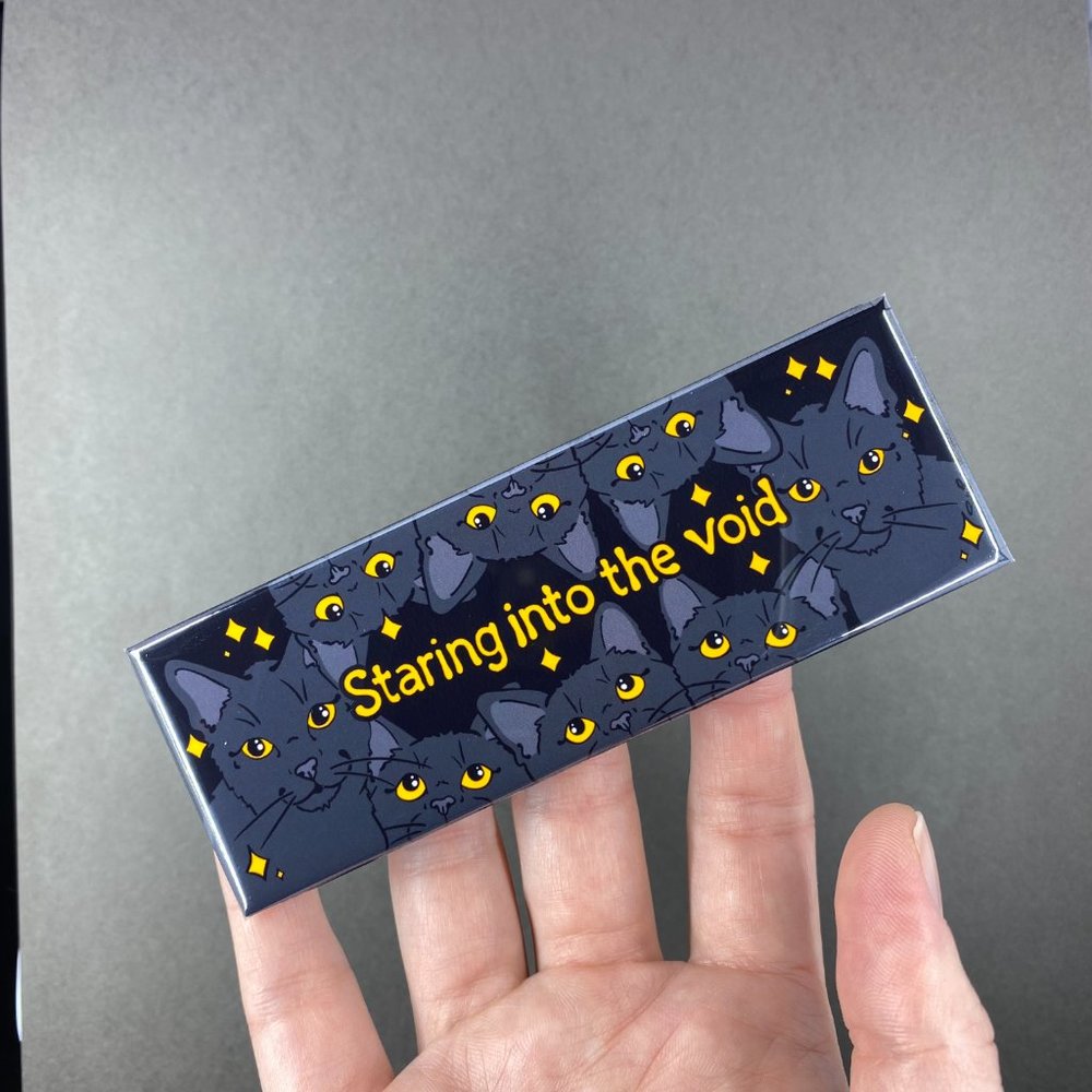 Black Cat Void Magnet Handmade Retro Kitchen Office Decor Gift 1.5x4.5" - Picture 3 of 6
